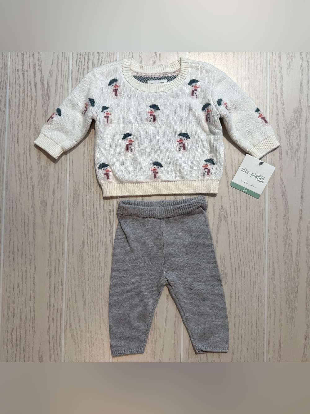Little Planet‎ by Carter’s Baby 3M Organic Cotton Snowman Sweater Pants Set NWT